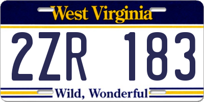WV license plate 2ZR183
