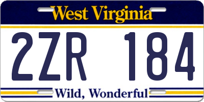 WV license plate 2ZR184
