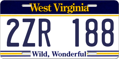 WV license plate 2ZR188