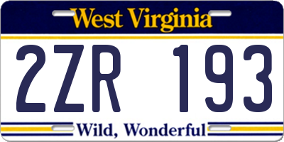 WV license plate 2ZR193