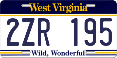 WV license plate 2ZR195