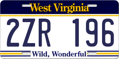 WV license plate 2ZR196