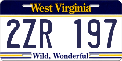 WV license plate 2ZR197