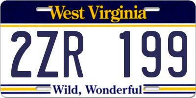 WV license plate 2ZR199