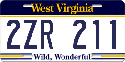 WV license plate 2ZR211