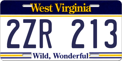 WV license plate 2ZR213