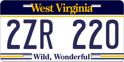 WV license plate 2ZR220