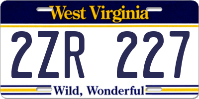WV license plate 2ZR227