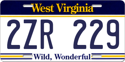 WV license plate 2ZR229