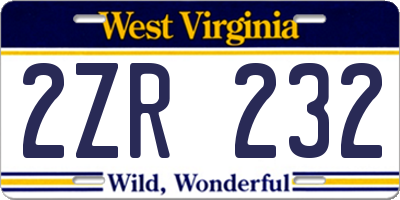 WV license plate 2ZR232