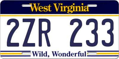 WV license plate 2ZR233