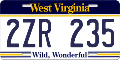 WV license plate 2ZR235