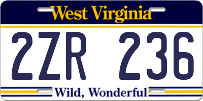 WV license plate 2ZR236