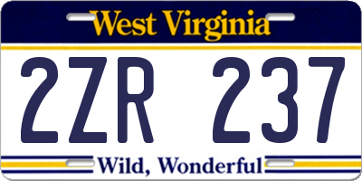 WV license plate 2ZR237