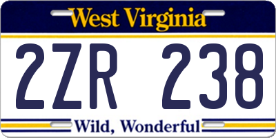 WV license plate 2ZR238