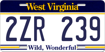 WV license plate 2ZR239