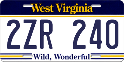 WV license plate 2ZR240