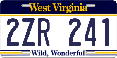 WV license plate 2ZR241