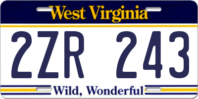 WV license plate 2ZR243
