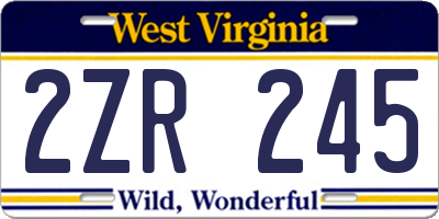 WV license plate 2ZR245