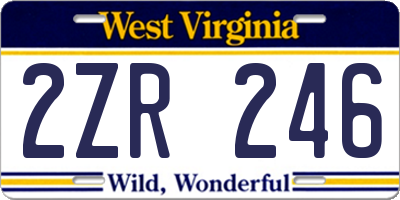 WV license plate 2ZR246