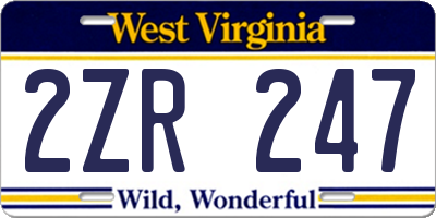 WV license plate 2ZR247