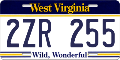 WV license plate 2ZR255