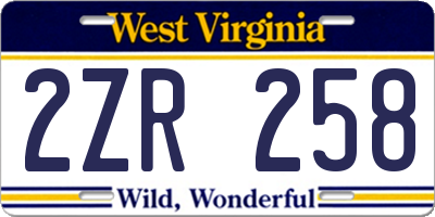 WV license plate 2ZR258