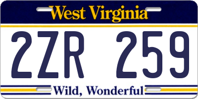 WV license plate 2ZR259