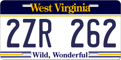 WV license plate 2ZR262