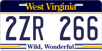 WV license plate 2ZR266