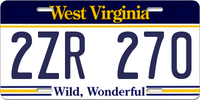 WV license plate 2ZR270