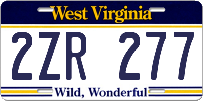 WV license plate 2ZR277
