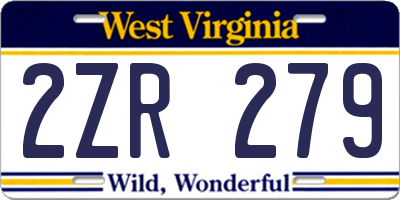 WV license plate 2ZR279