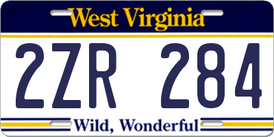 WV license plate 2ZR284