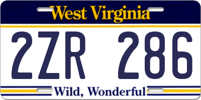 WV license plate 2ZR286