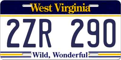 WV license plate 2ZR290