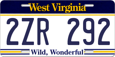 WV license plate 2ZR292