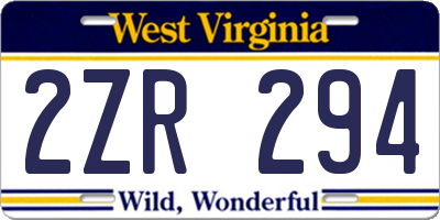 WV license plate 2ZR294