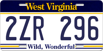 WV license plate 2ZR296