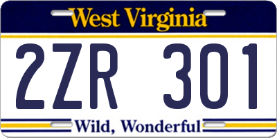 WV license plate 2ZR301