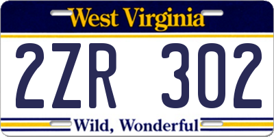 WV license plate 2ZR302