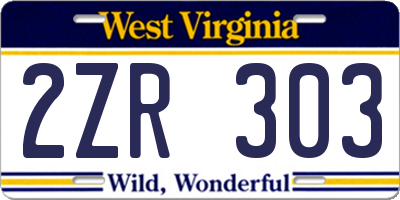 WV license plate 2ZR303