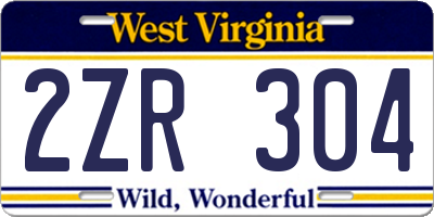 WV license plate 2ZR304