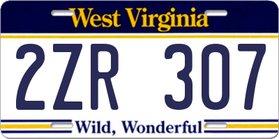 WV license plate 2ZR307