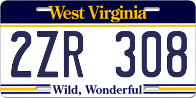WV license plate 2ZR308