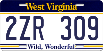 WV license plate 2ZR309