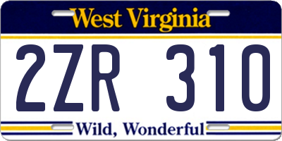WV license plate 2ZR310