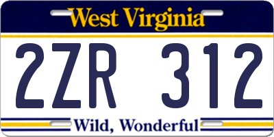 WV license plate 2ZR312