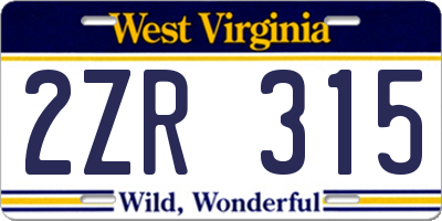 WV license plate 2ZR315